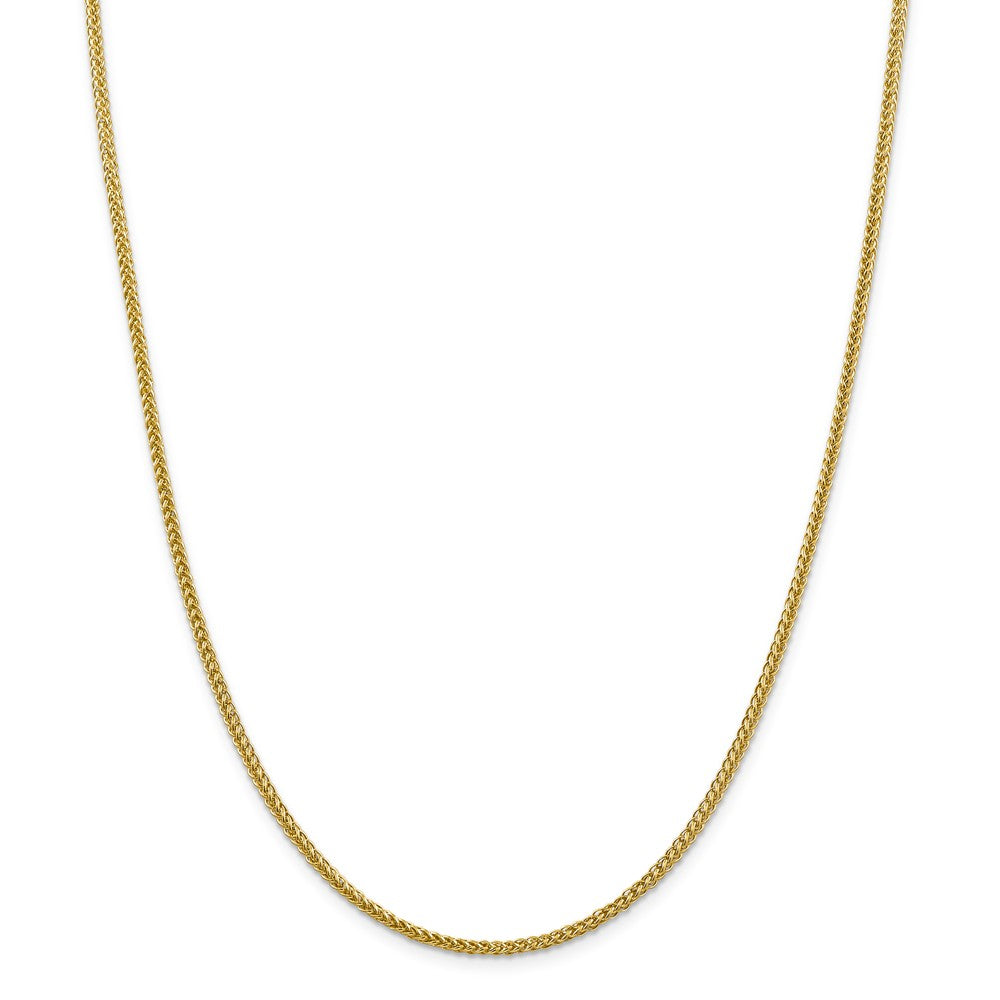Alternate view of the 2.3mm, 14k Yellow Gold Hollow Wheat Chain Necklace by The Black Bow Jewelry Co.