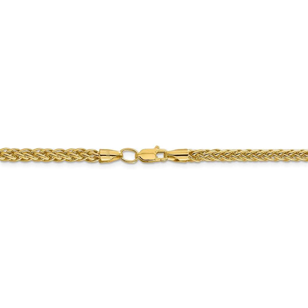Alternate view of the 4.3mm, 14k Yellow Gold Hollow Wheat Chain Necklace by The Black Bow Jewelry Co.