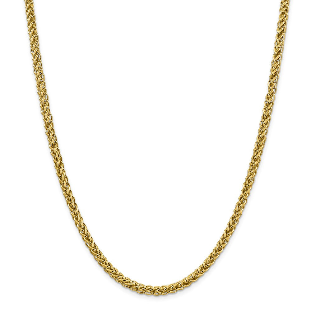 Alternate view of the 4.6mm, 14k Yellow Gold Hollow Wheat Chain Necklace by The Black Bow Jewelry Co.