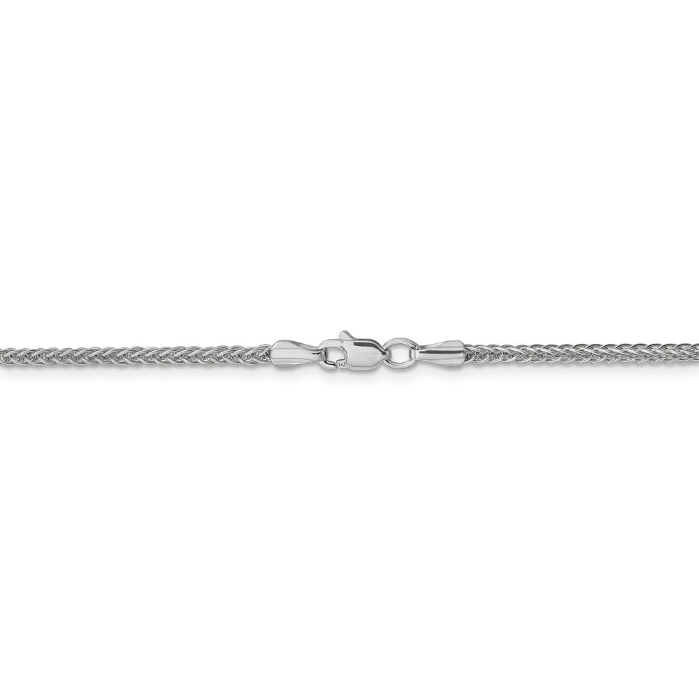 Alternate view of the 2mm, 14k White Gold Hollow Wheat Chain Necklace by The Black Bow Jewelry Co.