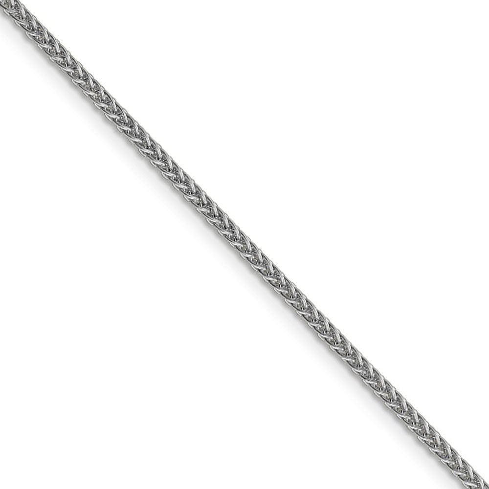2mm, 14k White Gold Hollow Wheat Chain Necklace
