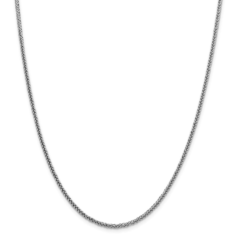 Alternate view of the 2.3mm, 14k White Gold Hollow Wheat Chain Necklace by The Black Bow Jewelry Co.