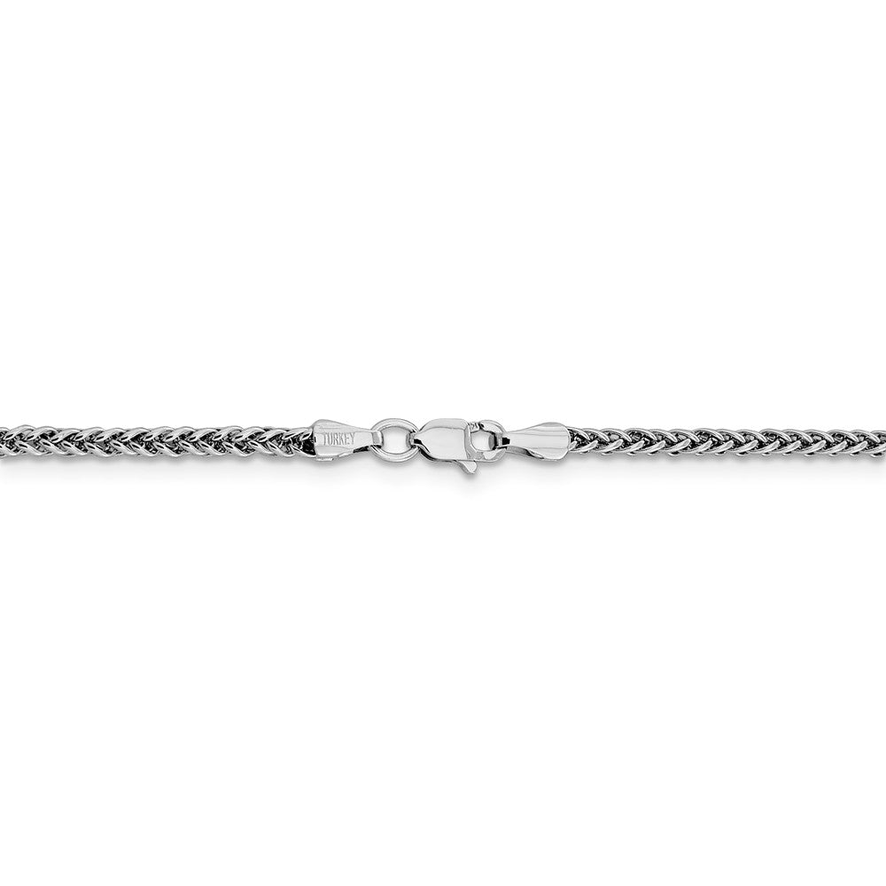 Alternate view of the 2.3mm, 14k White Gold Hollow Wheat Chain Necklace by The Black Bow Jewelry Co.