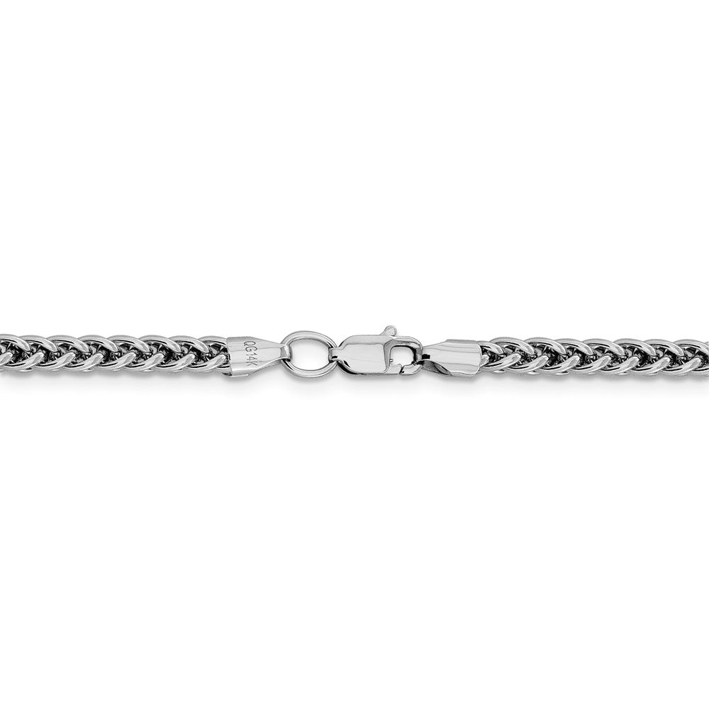 Alternate view of the 4.3mm, 14k White Gold Hollow Wheat Chain Necklace by The Black Bow Jewelry Co.