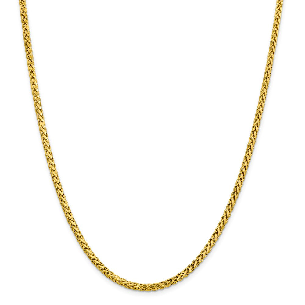 Alternate view of the 3mm, 14k Yellow Gold D/C Hollow Wheat Chain Necklace by The Black Bow Jewelry Co.