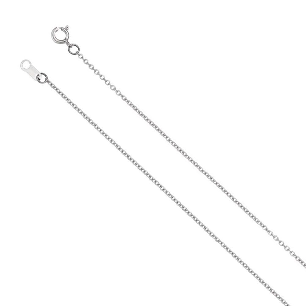 10k White Gold 1mm Solid Cable Chain Necklace