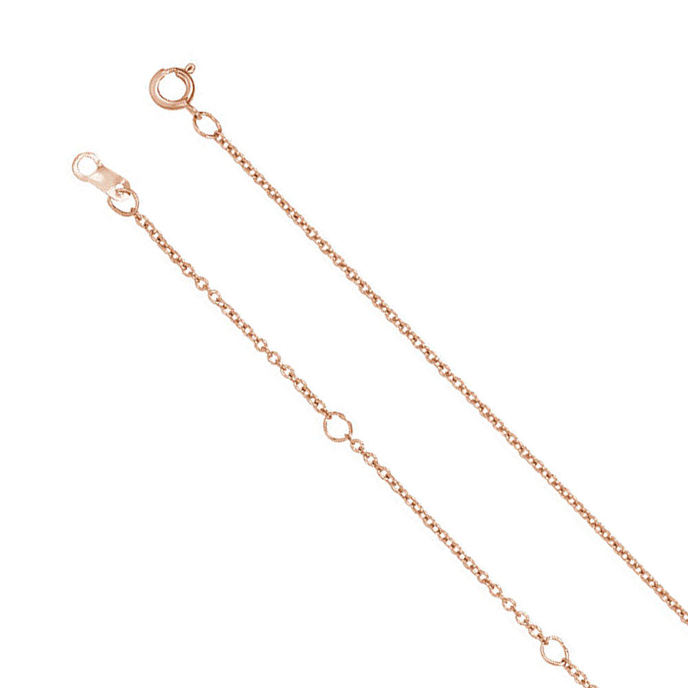 10k Yellow, White or Rose Gold 1mm Solid Cable Chain Necklace, 16-18in