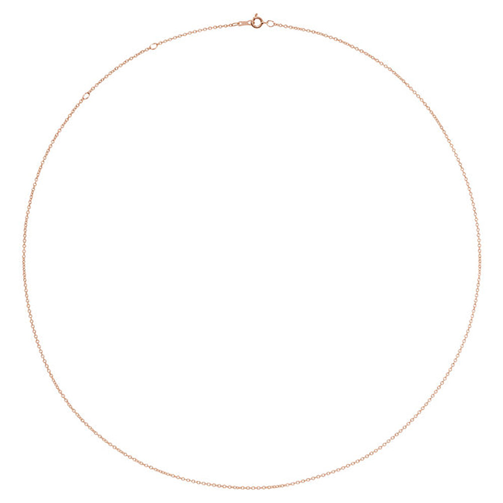 Alternate view of the 10k Rose Gold 1mm Solid Cable Chain Necklace, 16-18 Inch by The Black Bow Jewelry Co.