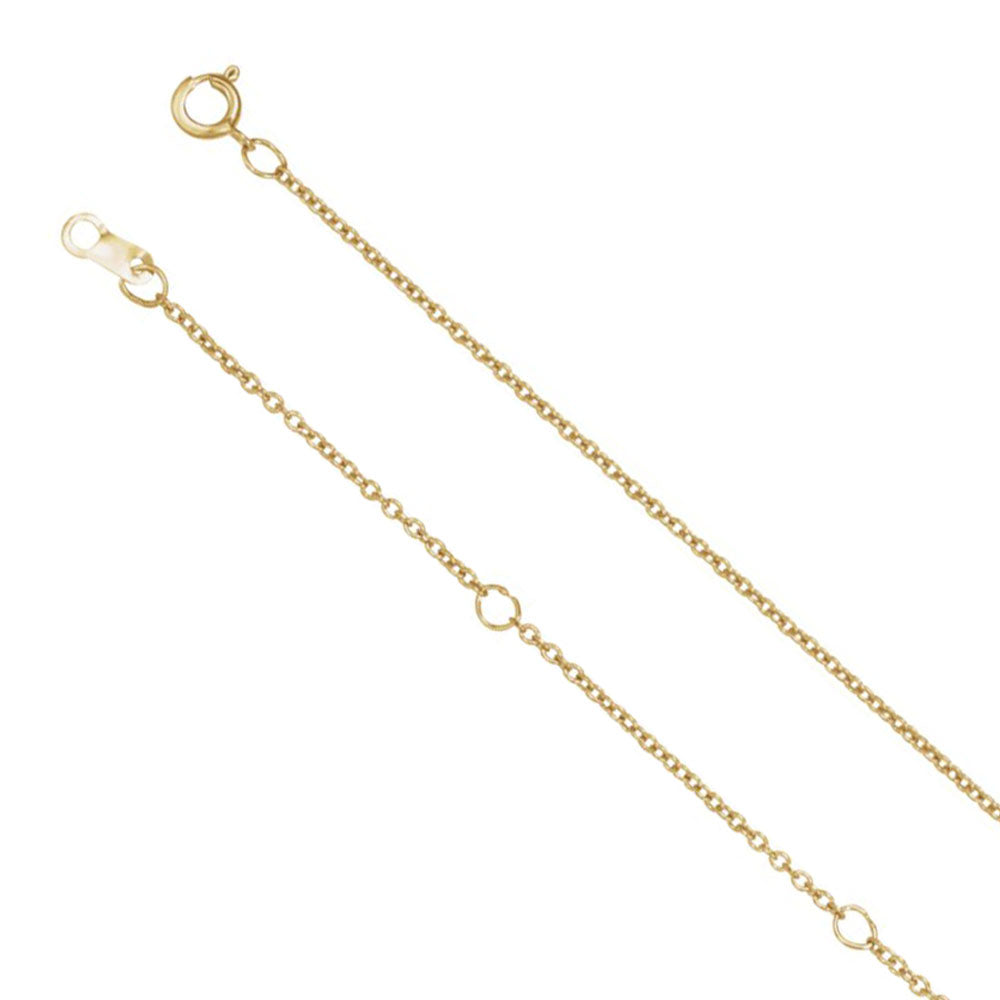 Alternate view of the 10k Yellow, White or Rose Gold 1mm Solid Cable Chain Necklace, 16-18in by The Black Bow Jewelry Co.