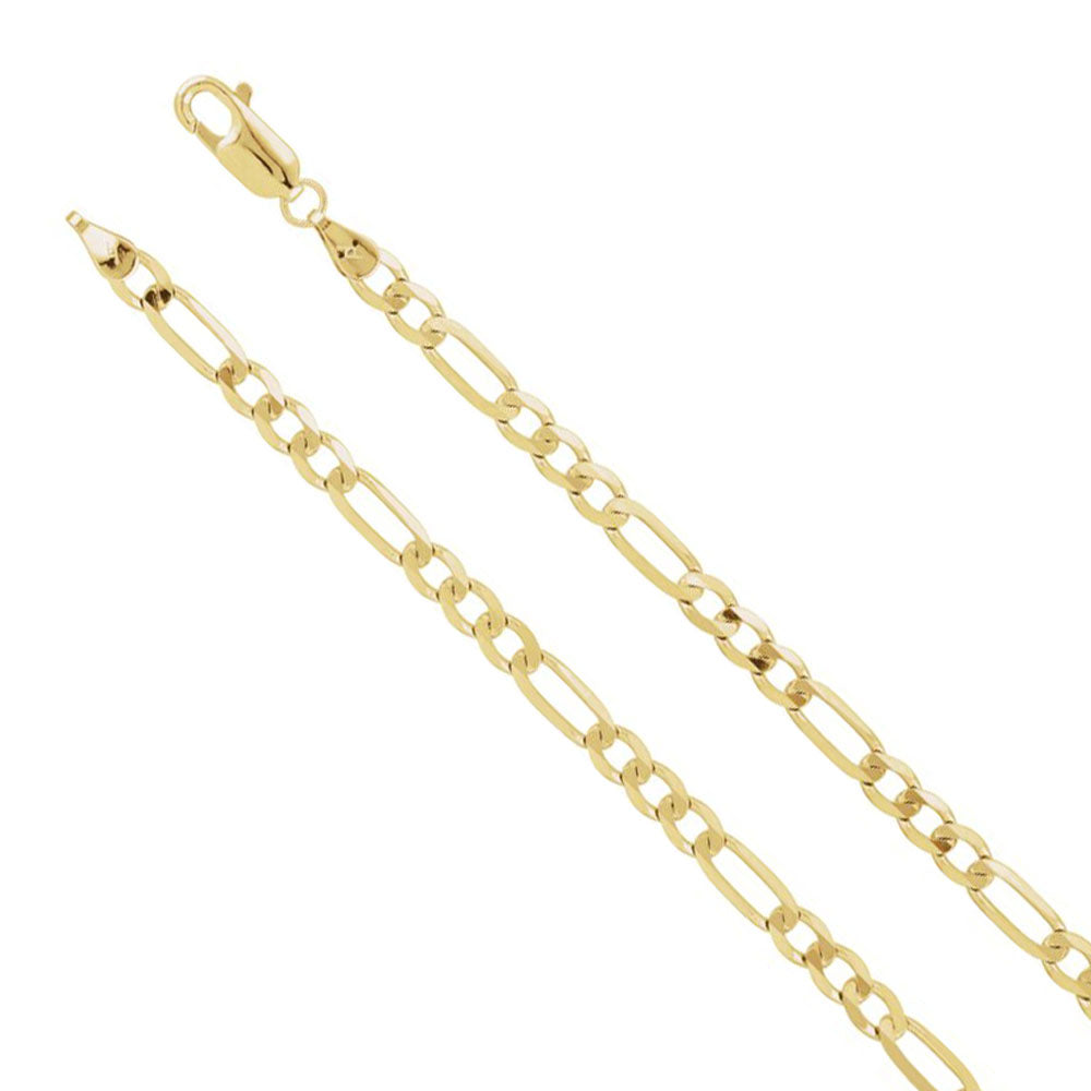 14K Yellow Gold 4mm Solid Figaro Chain Necklace