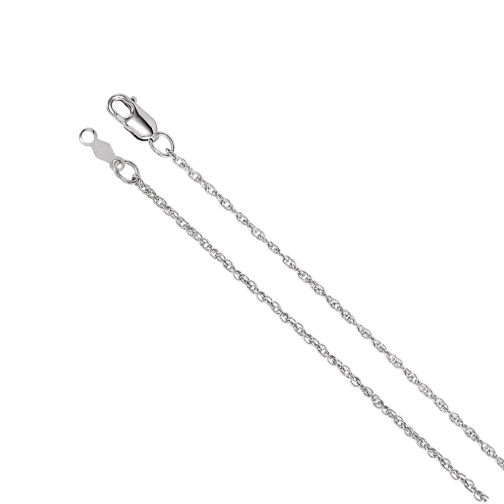 1.25mm 14k White Gold Solid Loose Rope Chain Necklace