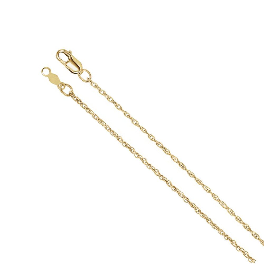1.25mm 18k Yellow Gold Solid Loose Rope Chain Necklace