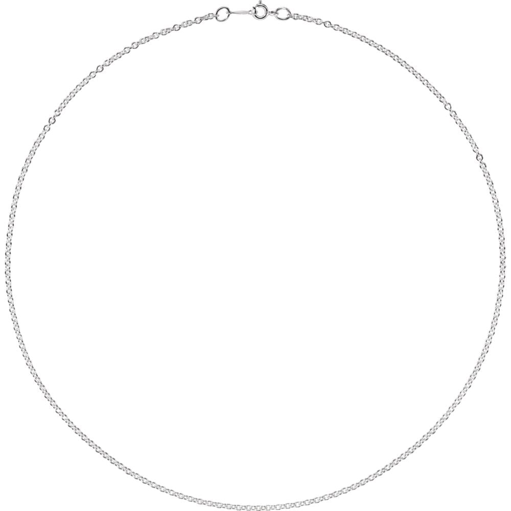 Alternate view of the 2mm, Rhodium Plated Sterling Silver Solid Cable Chain Necklace by The Black Bow Jewelry Co.