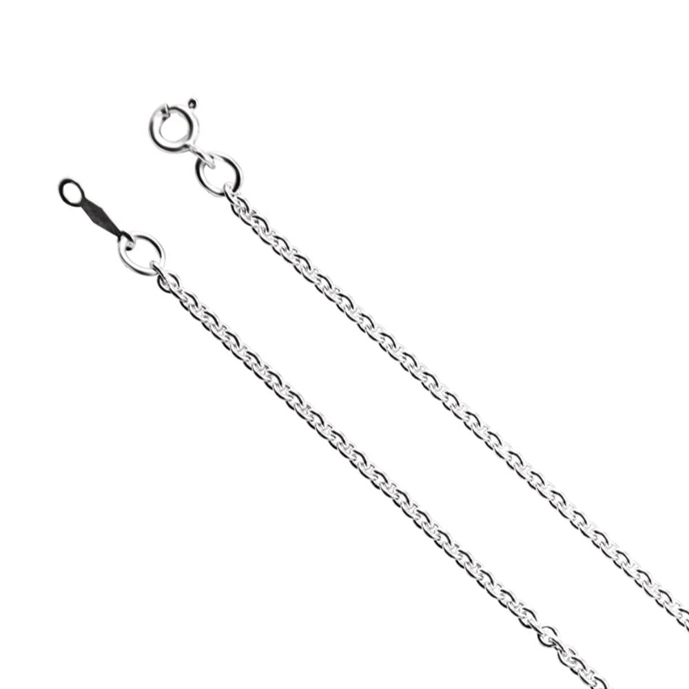 2mm, Rhodium Plated Sterling Silver Solid Cable Chain Necklace