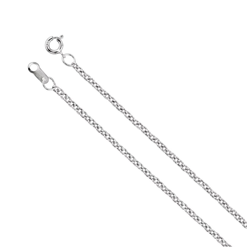Rhodium Plated Sterling Silver 1.5mm Solid Cable Chain Necklace