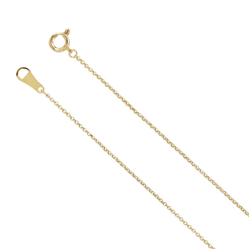 18k Yellow Gold 1mm Solid Rolo Chain Necklace