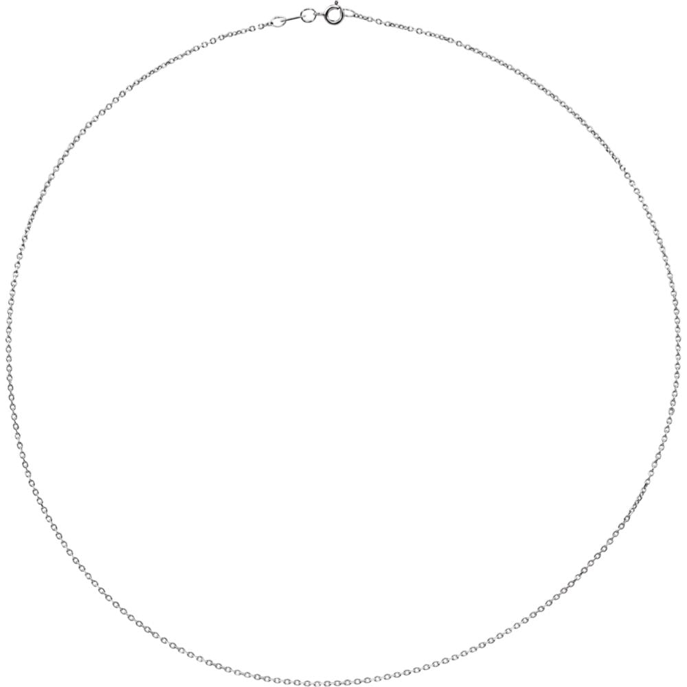 Alternate view of the Platinum 1mm Diamond Cut Solid Cable Chain Necklace by The Black Bow Jewelry Co.