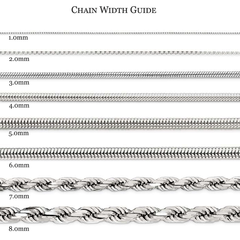 The Black Bow Jewelry Company Chain Width Guide