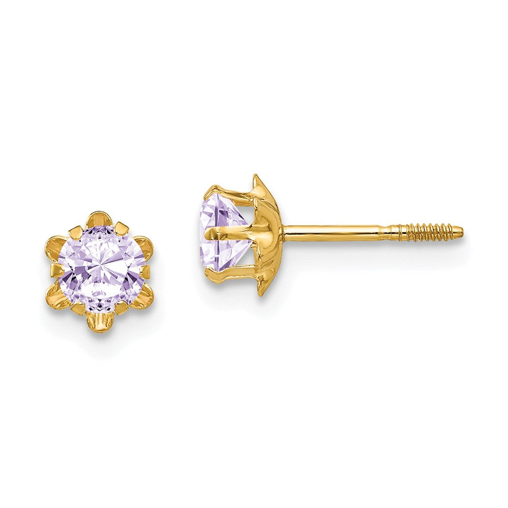 Kids 4mm Synthetic Alexandrite ScrewBack 14k Yellow Gold Stud Earrings, Item E10001 by The Black Bow Jewelry Co.