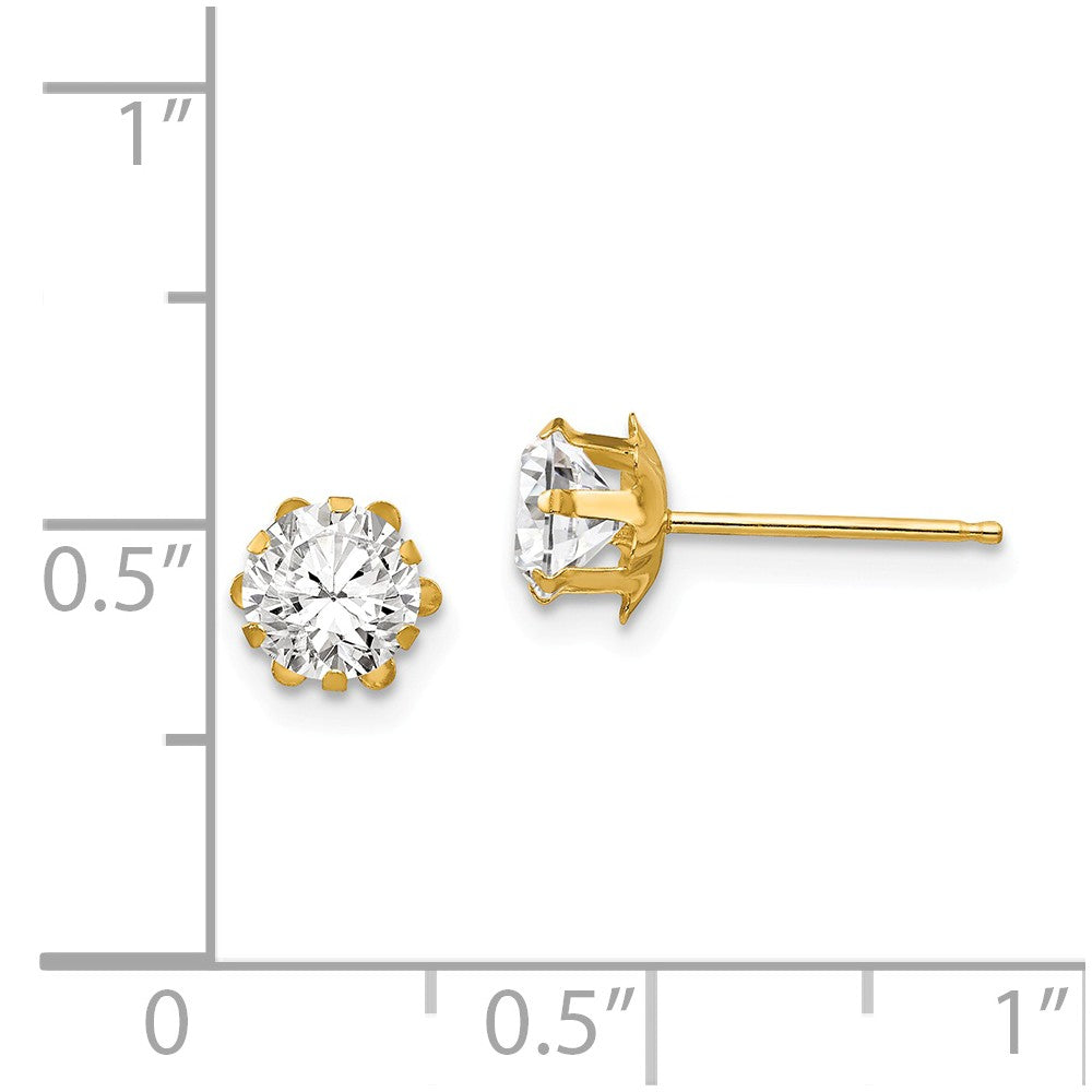 Alternate view of the Kids 5mm Synthetic White Topaz Birthstone 14k Gold Stud Earrings by The Black Bow Jewelry Co.
