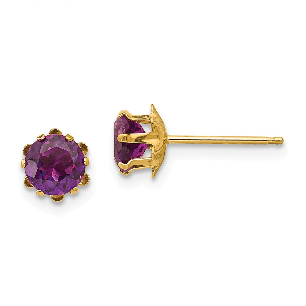 Kids 5mm Synthetic Alexandrite Birthstone 14k Gold Stud Earrings, Item E10013 by The Black Bow Jewelry Co.