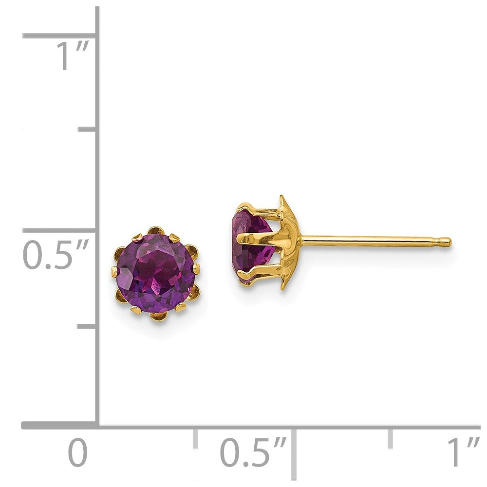 Alternate view of the Kids 5mm Synthetic Alexandrite Birthstone 14k Gold Stud Earrings by The Black Bow Jewelry Co.