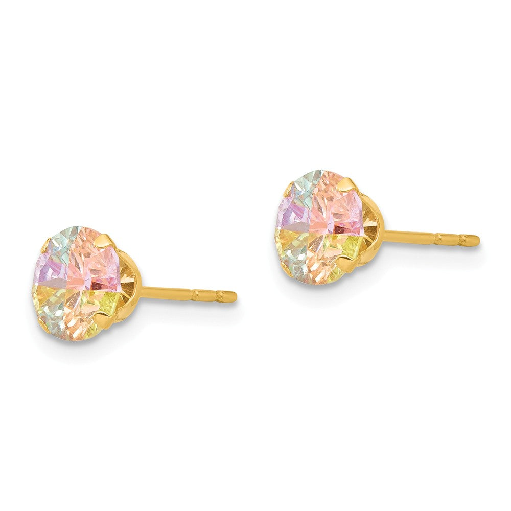 Alternate view of the 6mm Round Multicolor Cubic Zirconia Stud Earrings in 14k Yellow Gold by The Black Bow Jewelry Co.