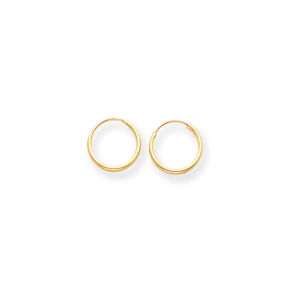 12mm Children&#39;s Endless Hoop Earrings in 14k Yellow Gold, Item E10087 by The Black Bow Jewelry Co.