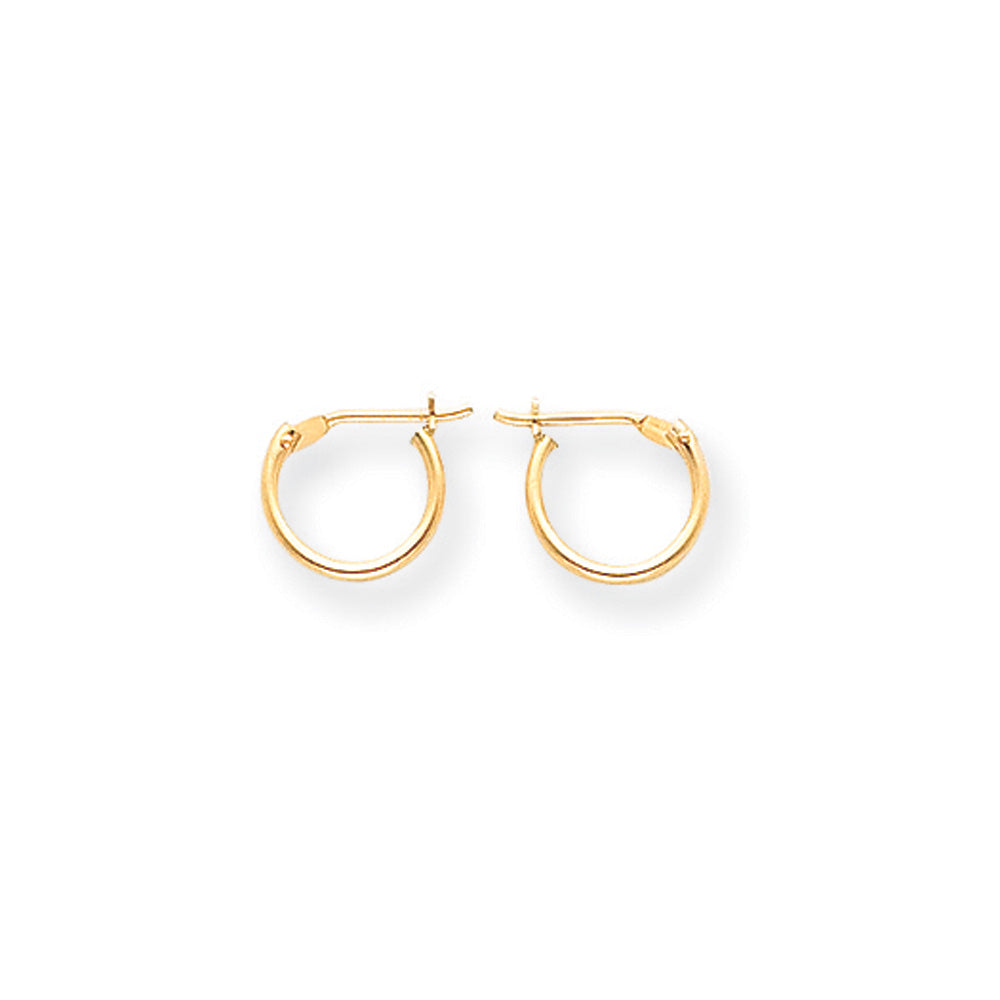 9mm Children&#39;s Hinged Post Hoop Earrings in 14k Yellow Gold, Item E10090 by The Black Bow Jewelry Co.