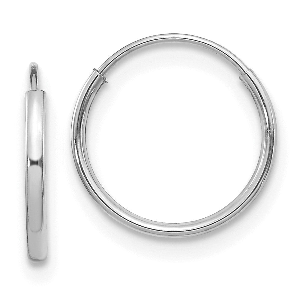Children&#39;s 11mm Endless Hoop Earrings in 14k White Gold, Item E10100 by The Black Bow Jewelry Co.