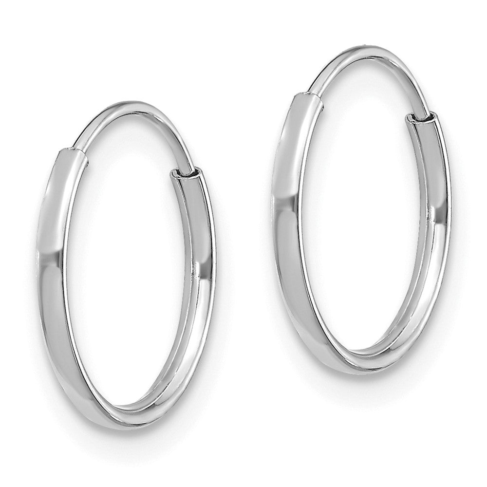 Alternate view of the Children&#39;s 11mm Endless Hoop Earrings in 14k White Gold by The Black Bow Jewelry Co.