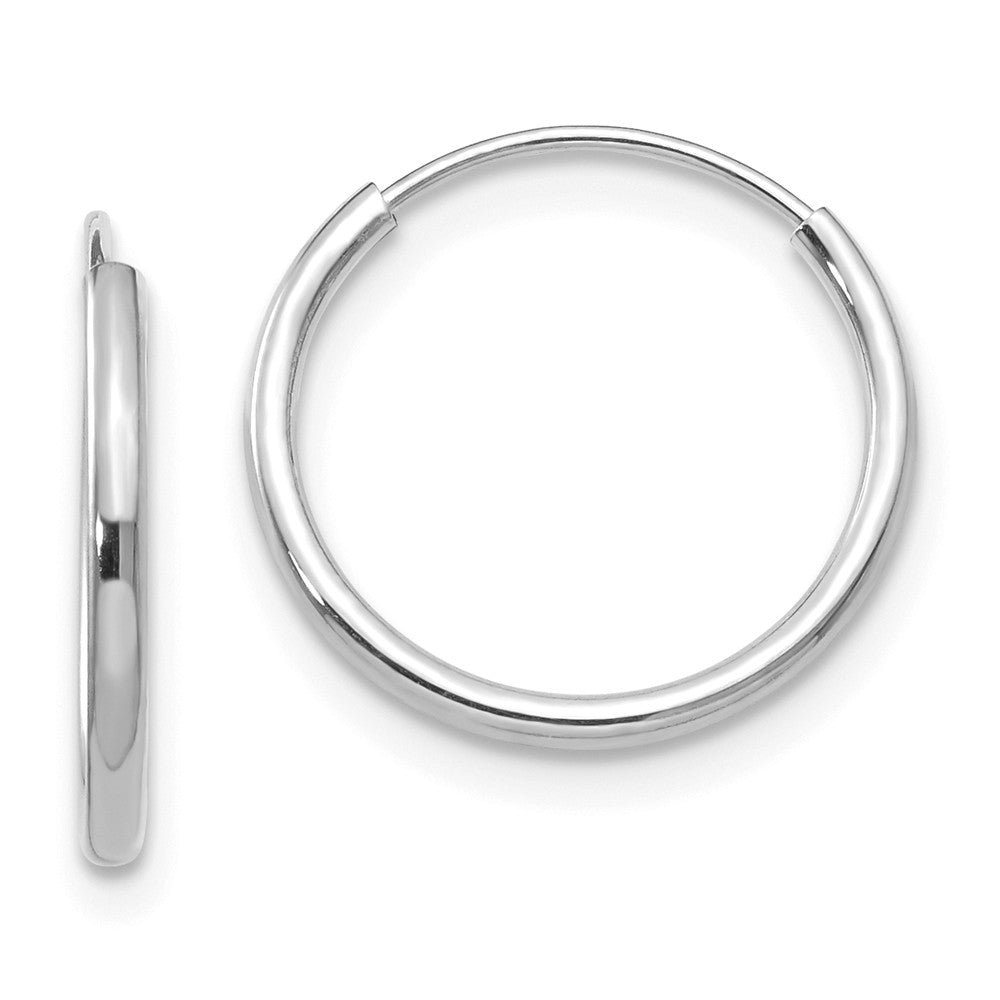 Children&#39;s 13mm Endless Hoop Earrings in 14k White Gold, Item E10101 by The Black Bow Jewelry Co.