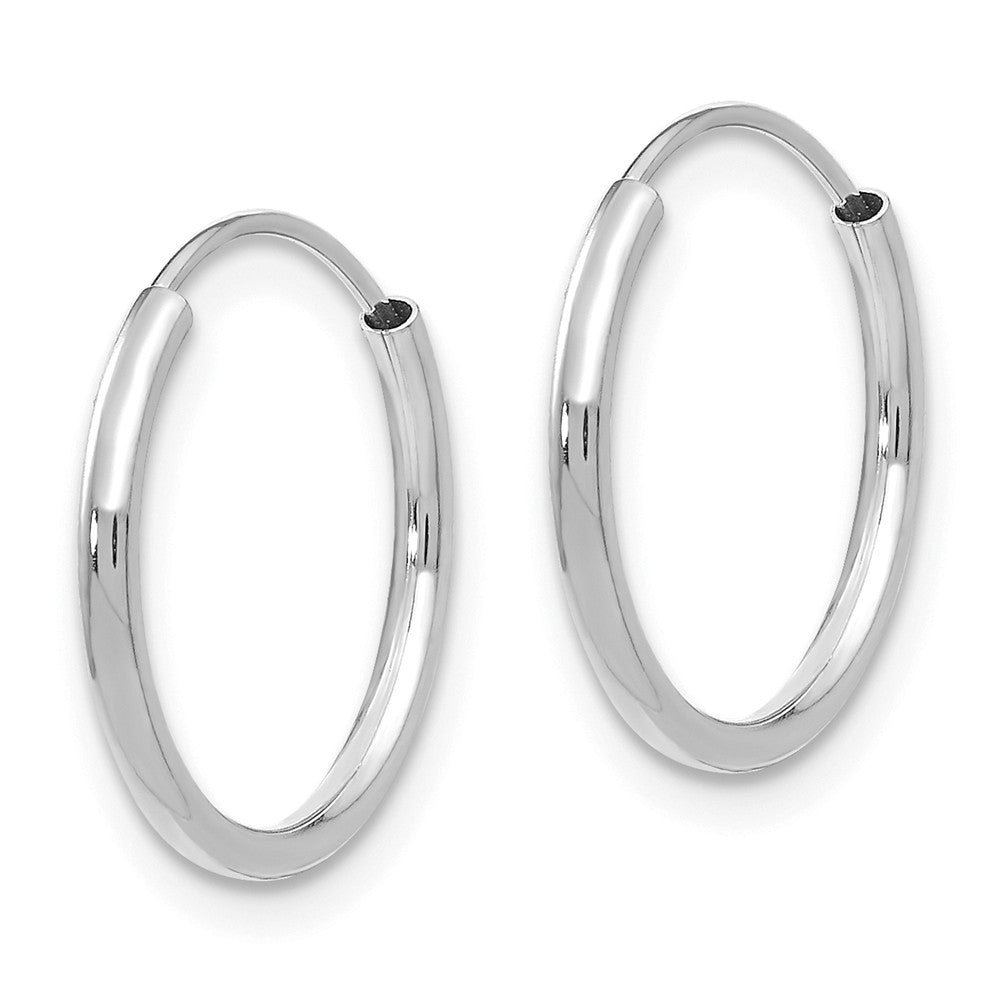 Alternate view of the Children&#39;s 13mm Endless Hoop Earrings in 14k White Gold by The Black Bow Jewelry Co.