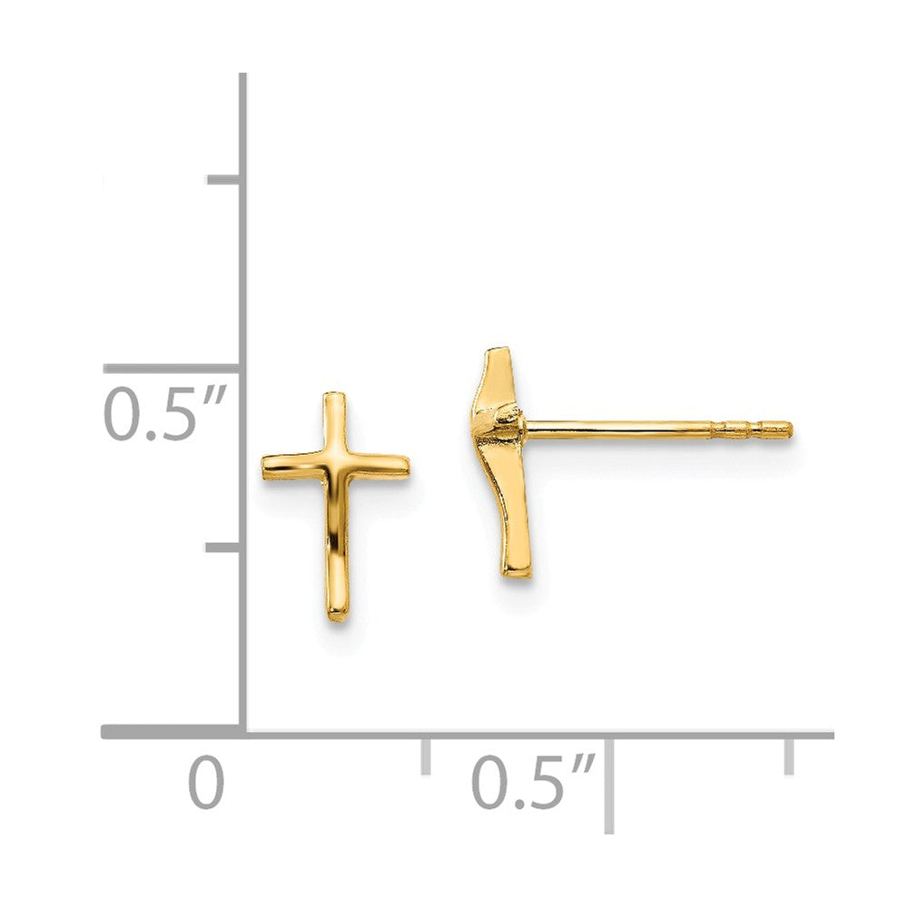 Alternate view of the Children&#39;s 14k Yellow Gold 8mm Polished Latin Cross Post Earrings by The Black Bow Jewelry Co.