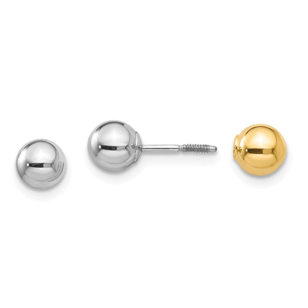 Kids Reversible 5mm Ball Screw Back Earrings in 14k Two-tone Gold, Item E10163 by The Black Bow Jewelry Co.
