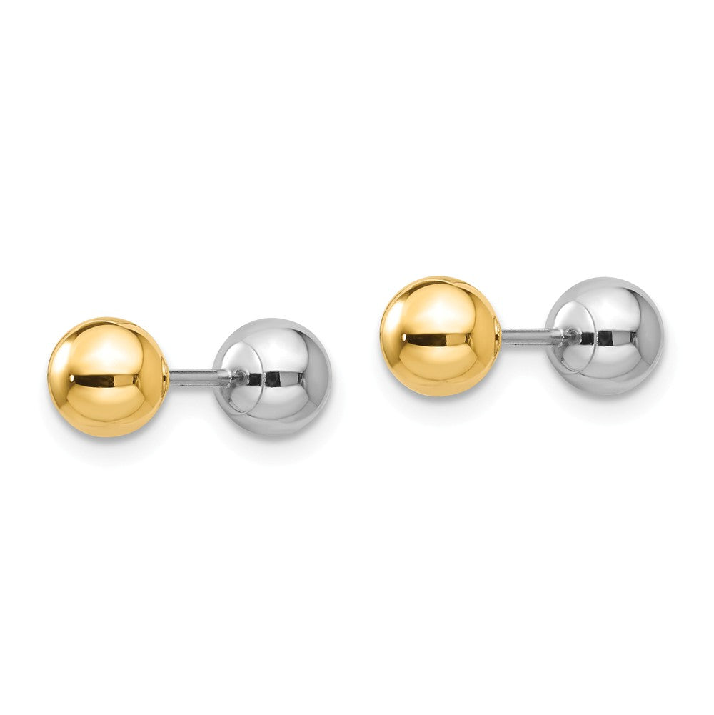 Alternate view of the Kids Reversible 5mm Ball Screw Back Earrings in 14k Two-tone Gold by The Black Bow Jewelry Co.