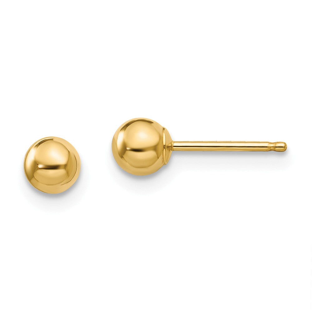 4mm Polished Ball Friction Back Stud Earrings in 14k Yellow Gold, Item E10168 by The Black Bow Jewelry Co.