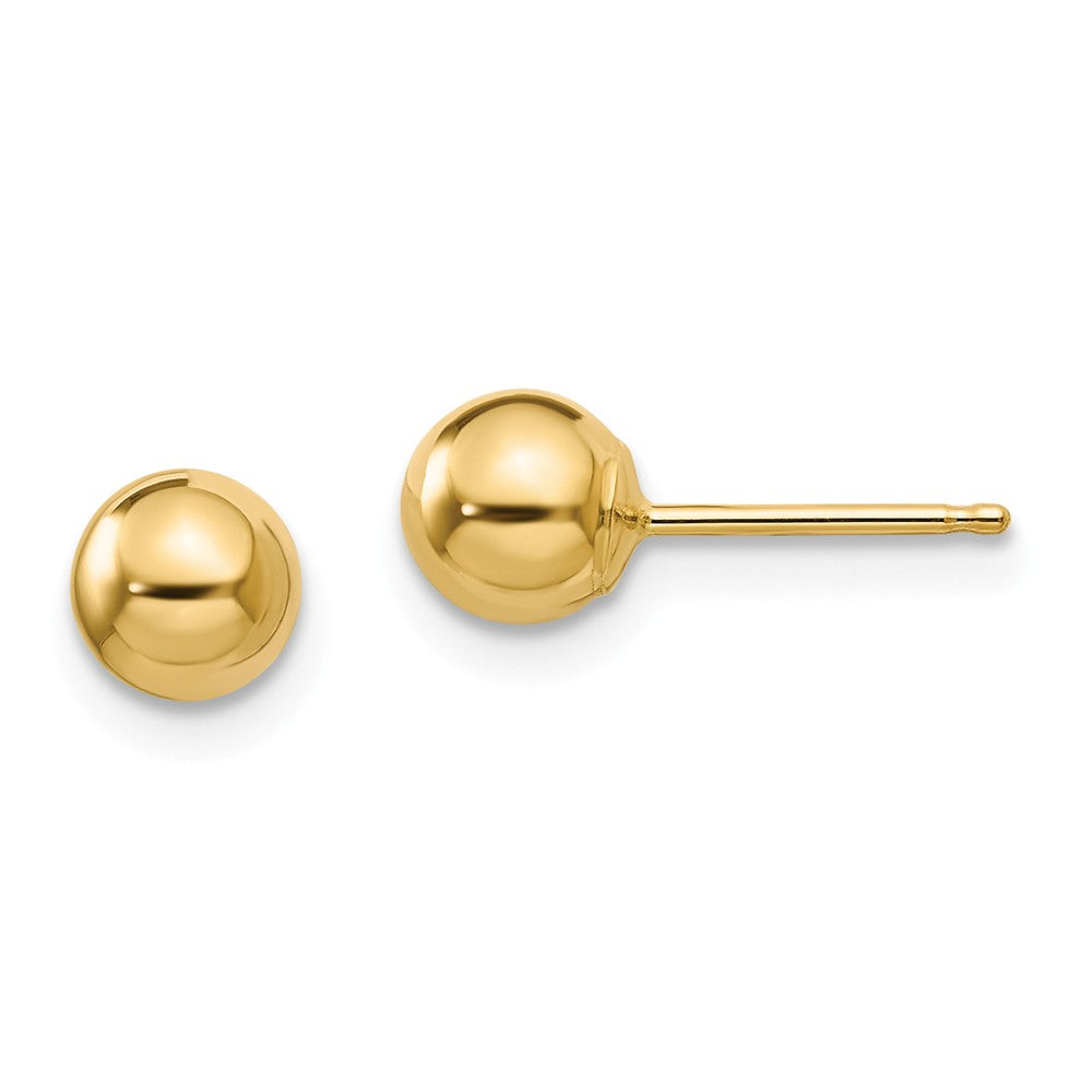 5mm Polished Ball Friction Back Stud Earrings in 14k Yellow Gold, Item E10169 by The Black Bow Jewelry Co.