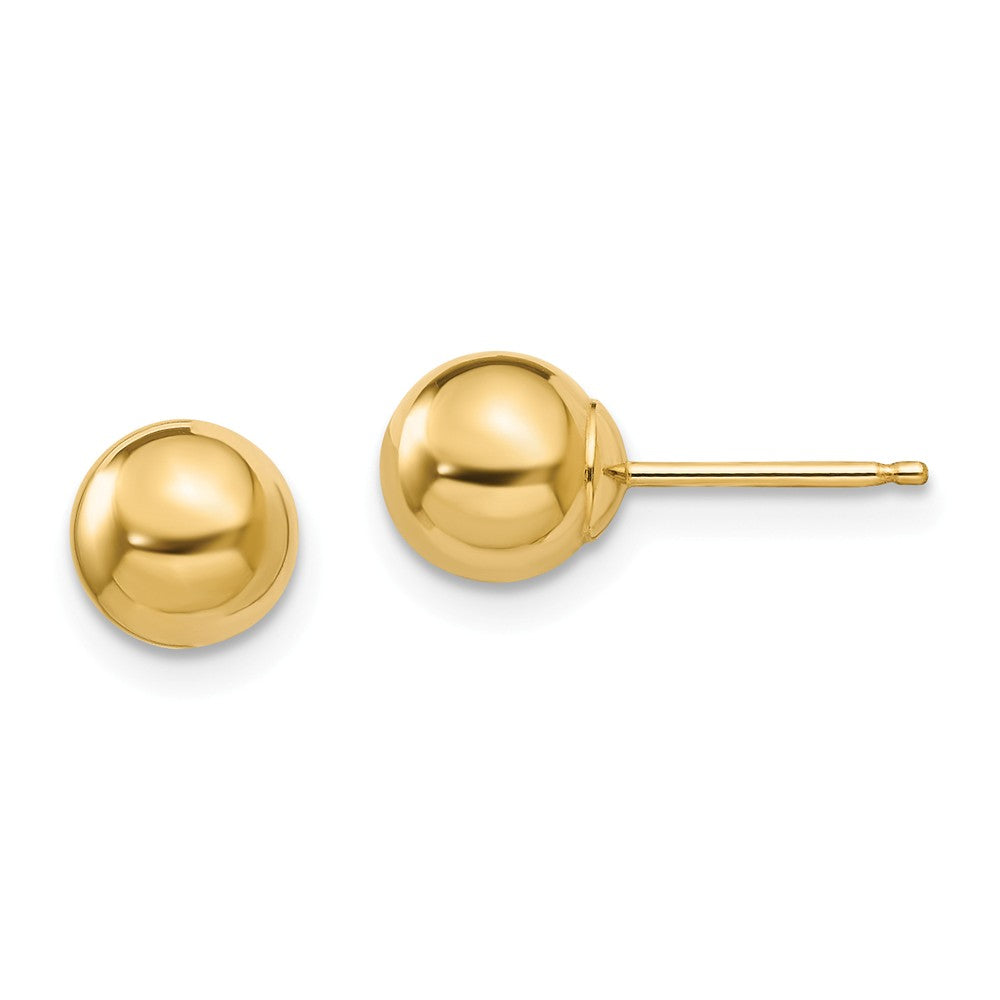 6mm Polished Ball Friction Back Stud Earrings in 14k Yellow Gold, Item E10170 by The Black Bow Jewelry Co.