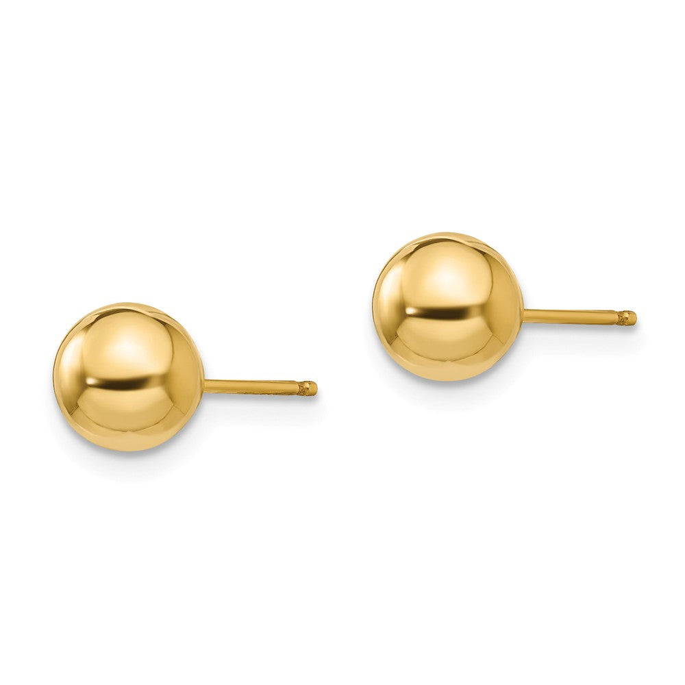 Alternate view of the 6mm Polished Ball Friction Back Stud Earrings in 14k Yellow Gold by The Black Bow Jewelry Co.