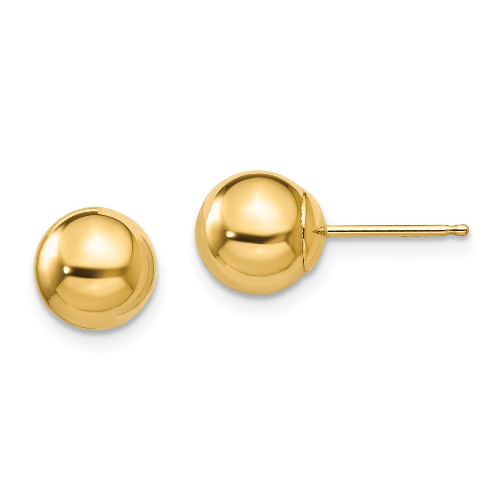 7mm Polished Ball Friction Back Stud Earrings in 14k Yellow Gold, Item E10171 by The Black Bow Jewelry Co.