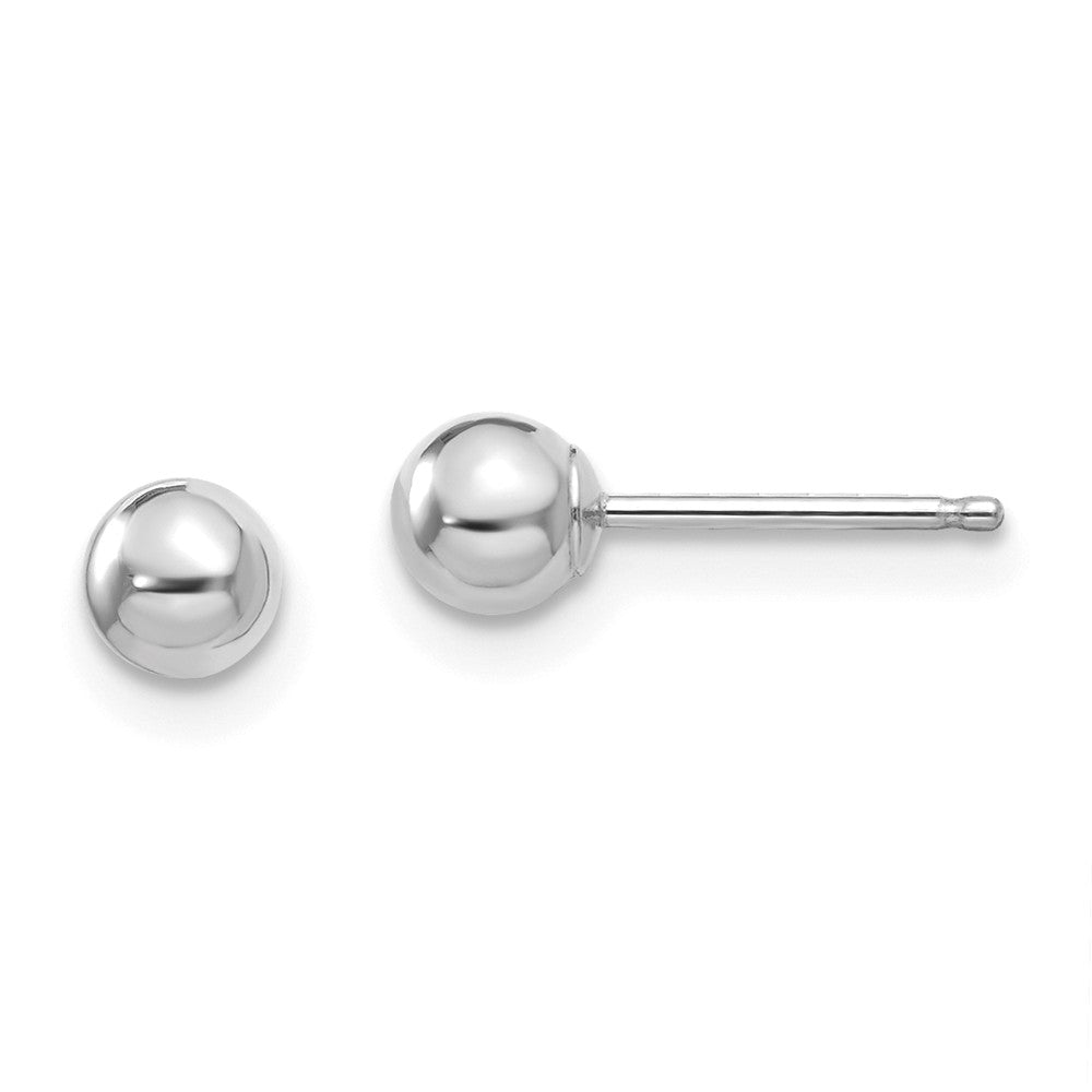 14k White Gold 4mm Polished Ball Silicone Push Back Stud Earrings, Item E10174 by The Black Bow Jewelry Co.