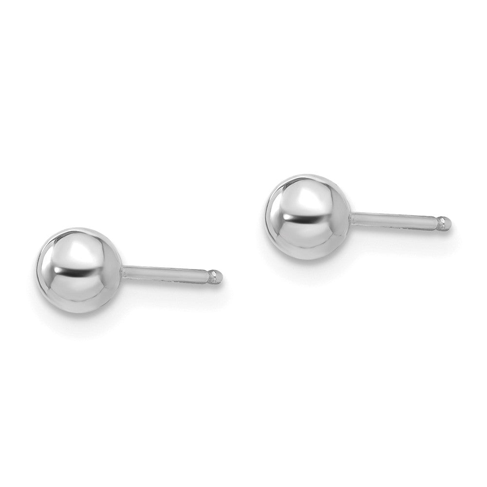 Alternate view of the 14k White Gold 4mm Polished Ball Silicone Push Back Stud Earrings by The Black Bow Jewelry Co.