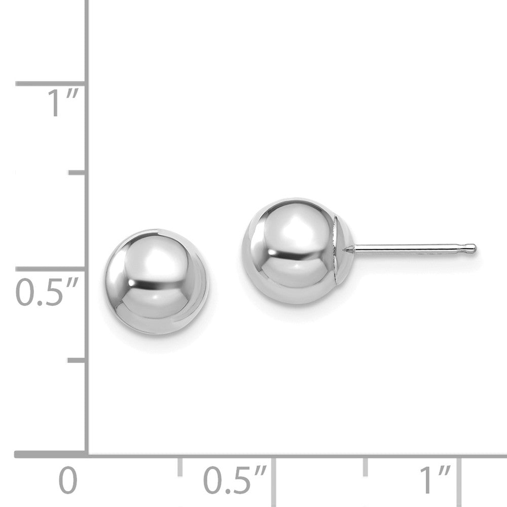 Alternate view of the 14k White Gold 7mm Polished Ball Silicone Push Back Stud Earrings by The Black Bow Jewelry Co.
