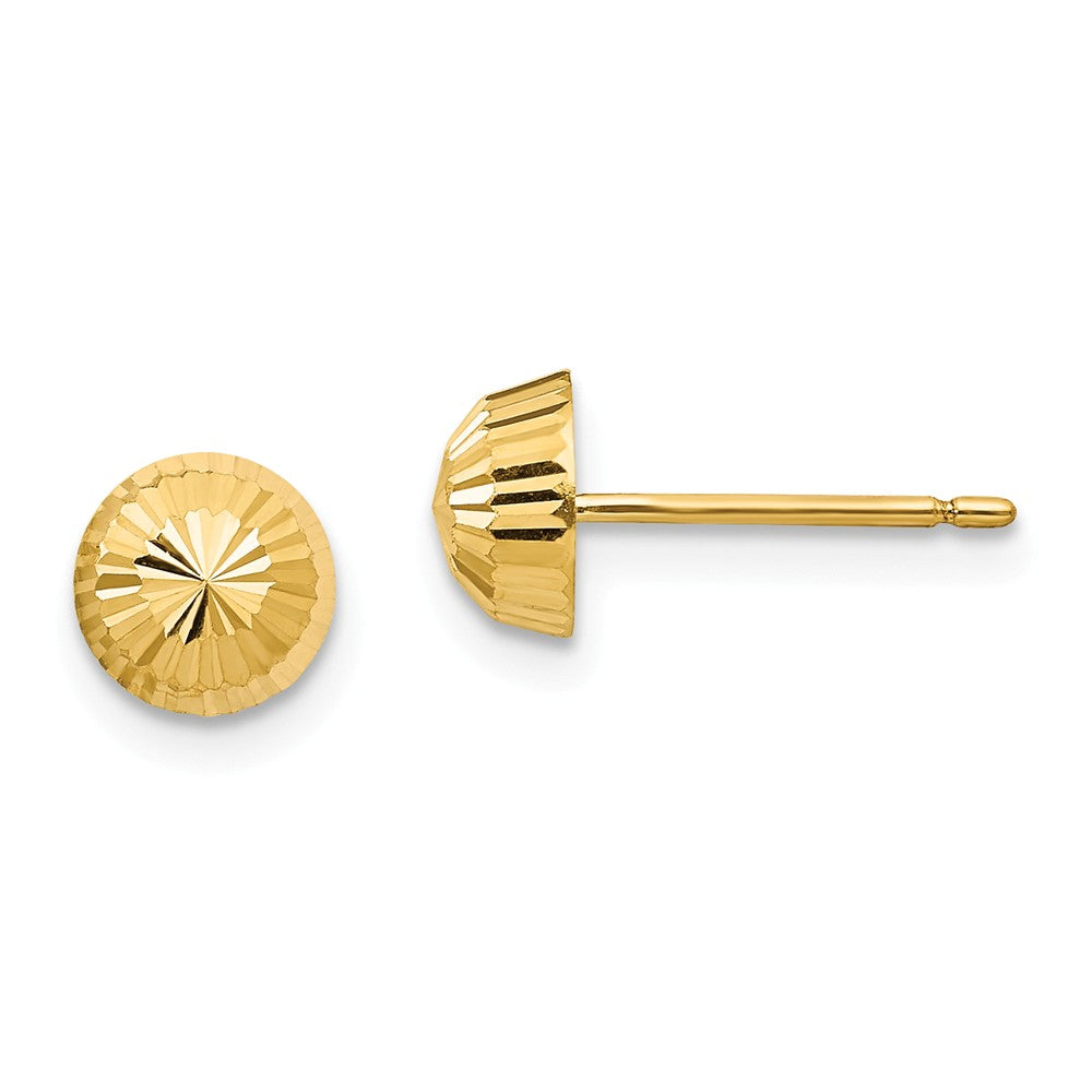 5mm Diamond-cut Half-Ball Post Earrings in 14k Yellow Gold, Item E10181 by The Black Bow Jewelry Co.