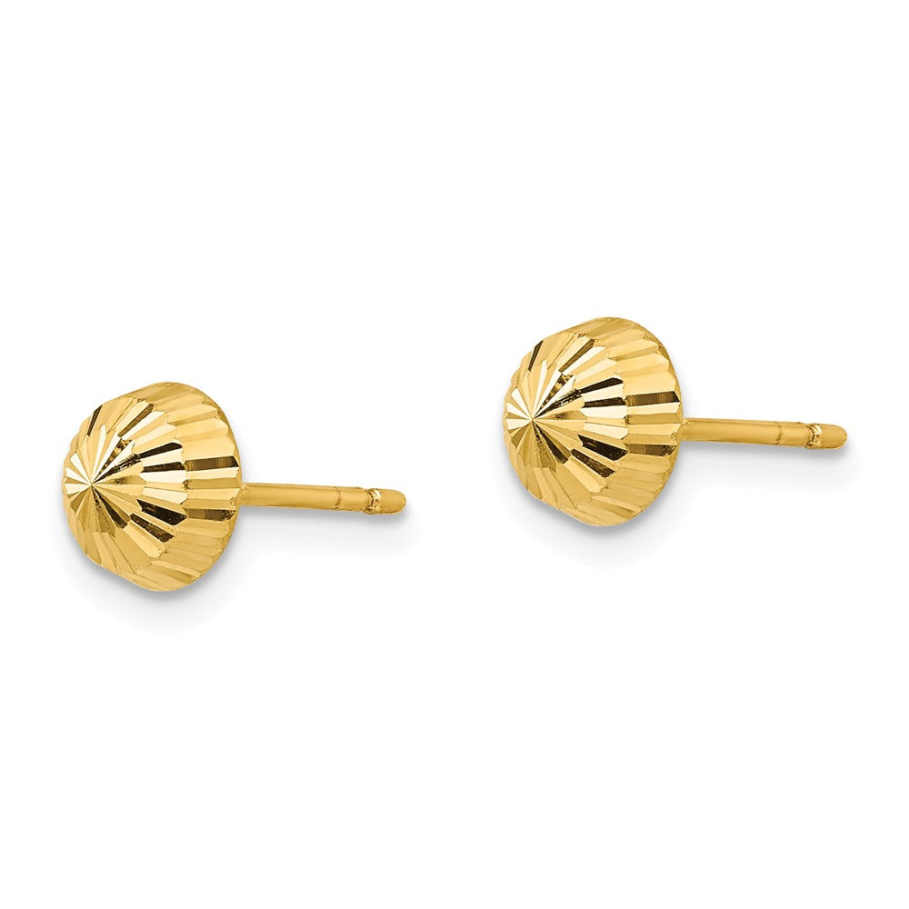 Alternate view of the 5mm Diamond-cut Half-Ball Post Earrings in 14k Yellow Gold by The Black Bow Jewelry Co.
