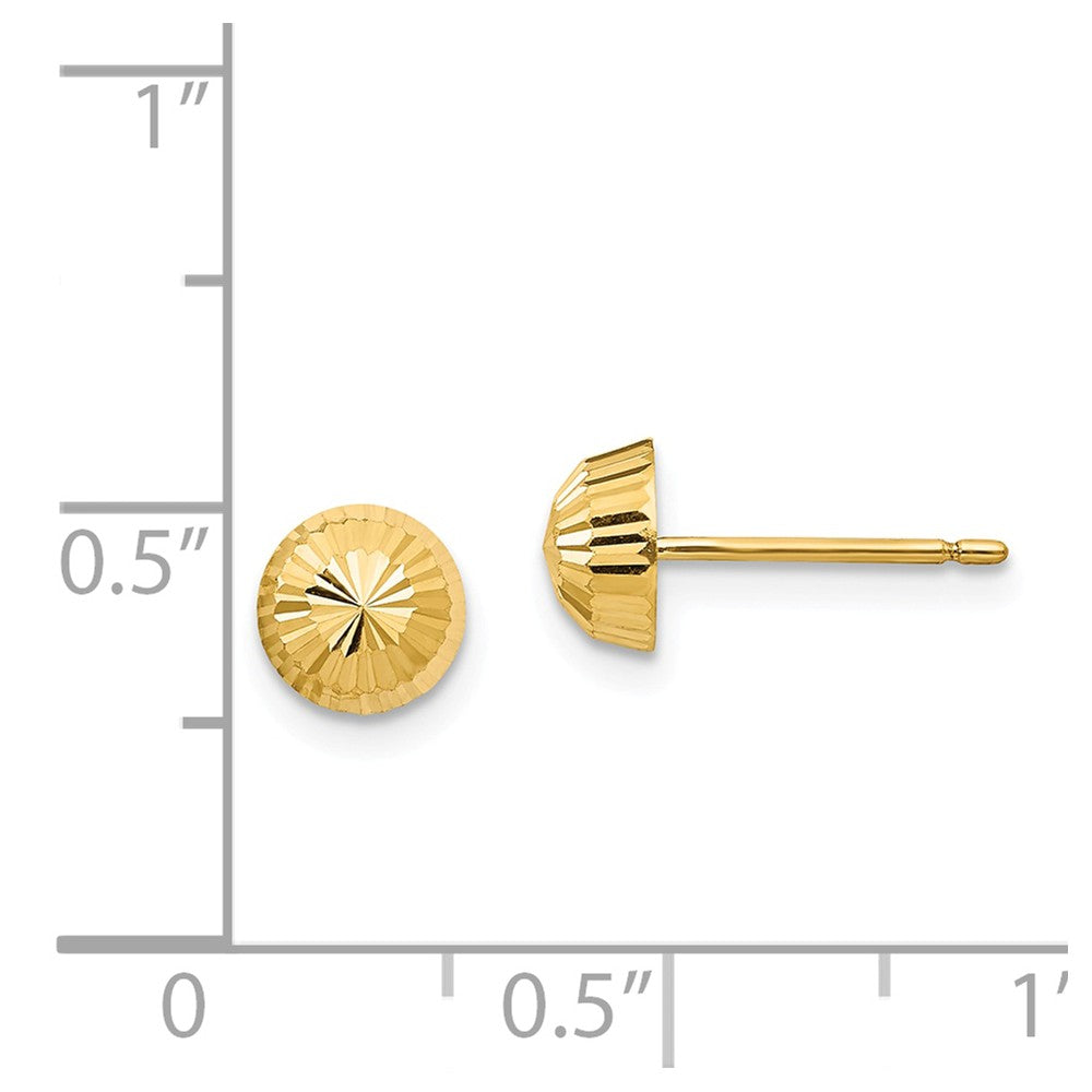 Alternate view of the 5mm Diamond-cut Half-Ball Post Earrings in 14k Yellow Gold by The Black Bow Jewelry Co.