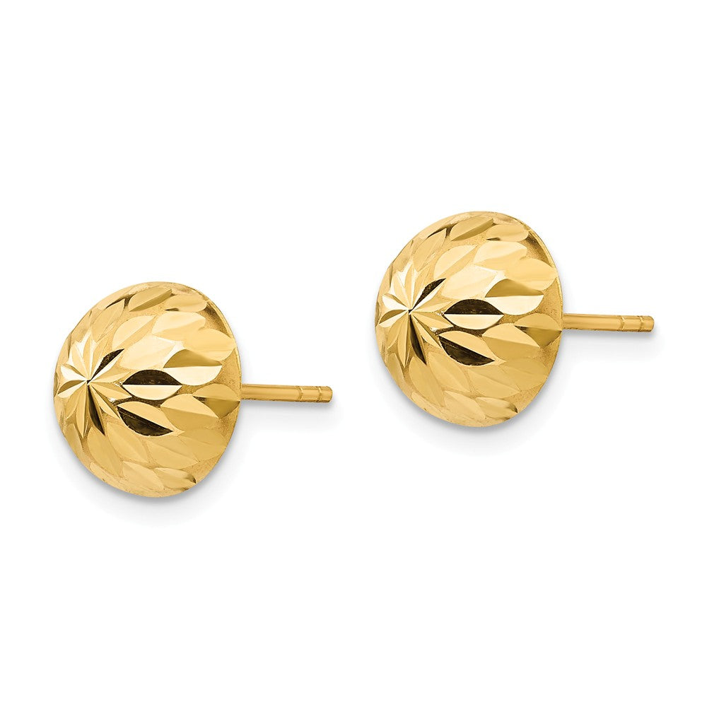 Alternate view of the 9mm Diamond-cut Half-Ball Post Earrings in 14k Yellow Gold by The Black Bow Jewelry Co.