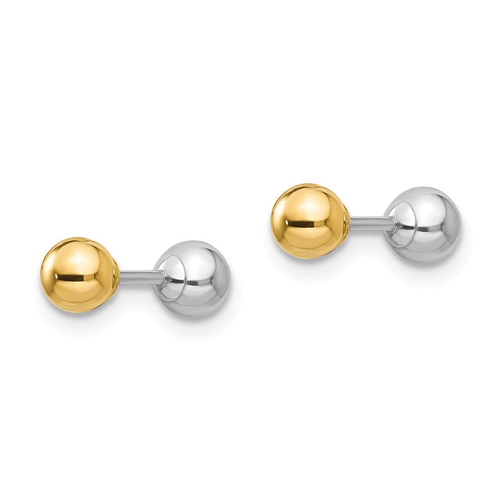 Alternate view of the Reversible 4mm Ball Screw Back Earrings in 14k Two-tone Gold by The Black Bow Jewelry Co.