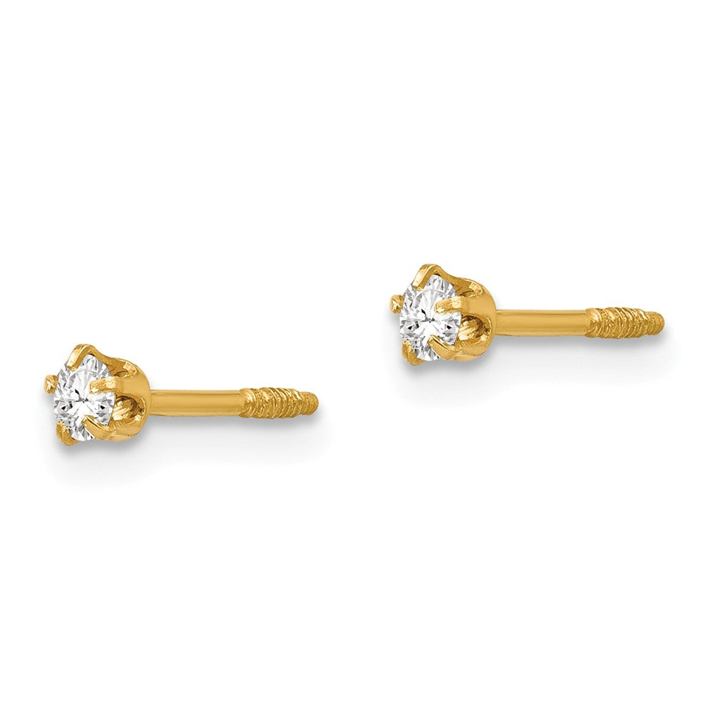 14k Yellow Gold Classic 3,4,5,6mm Ball Screw Back Earrings Baby